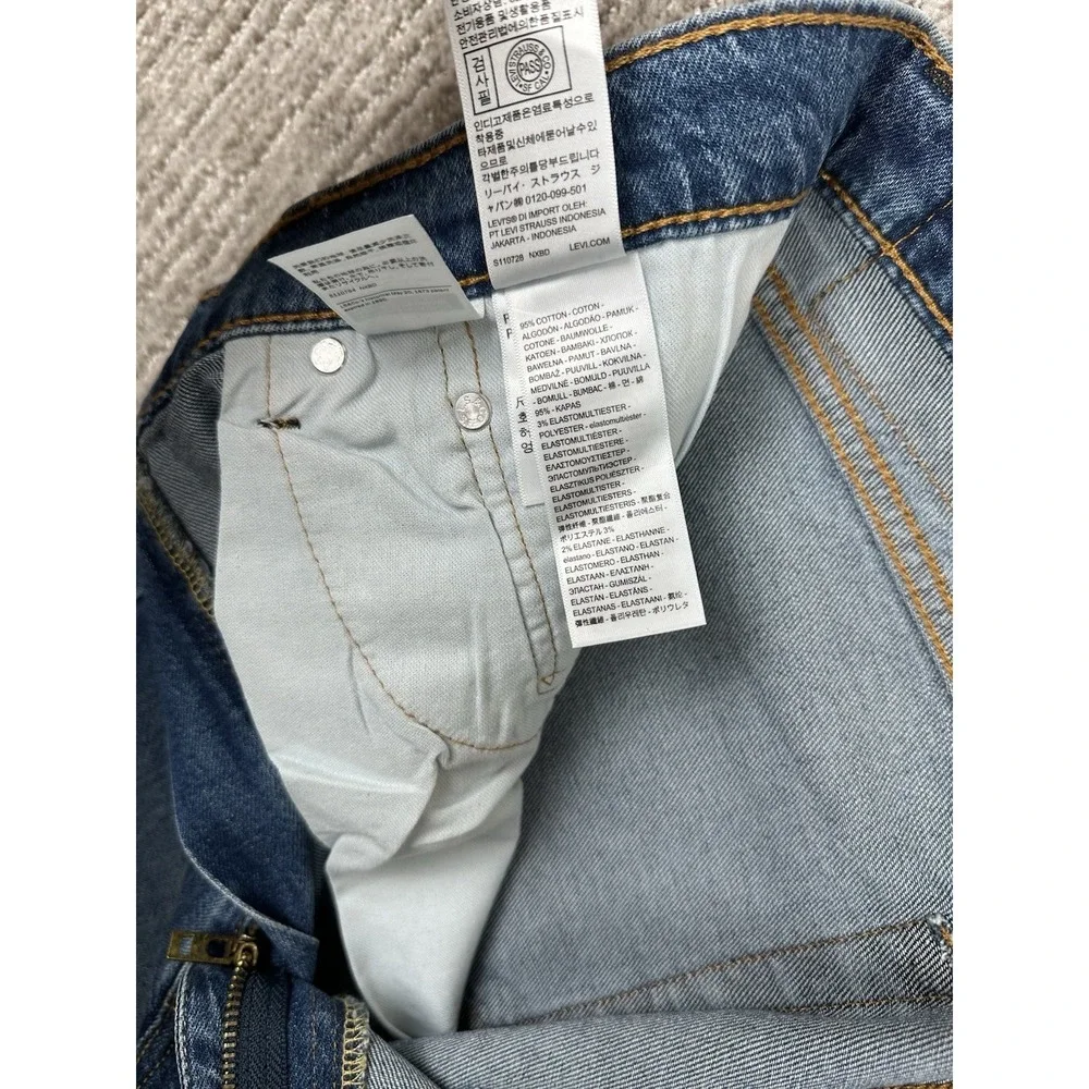 Levis 505 Jeans Mens 38x32 Regular Straight Stretch Blue Medium Wash Denim